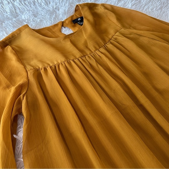 H&M Mustard Orange Long Sleeve Shift Dress Size 4 - Picture 5 of 16